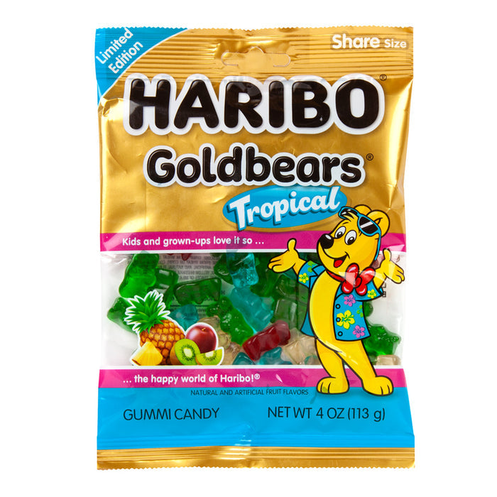 Haribo Tropical Goldbears Gummy Candy Peg Bags - 12 Count