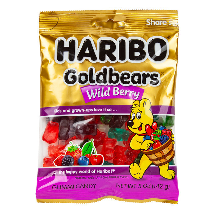 Haribo Wild Berry Gummy Bears Candy Peg Bag - 12 Count