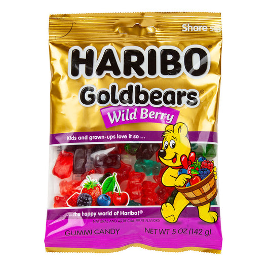 Haribo Wild Berry Gummy Bears Candy Peg Bag - 12 Count