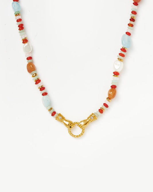 Harris Reed In Good Hands Beaded Gemstone Necklace | 18ct Gold Plated/Multi Gemstone & Pearl Necklaces Missoma