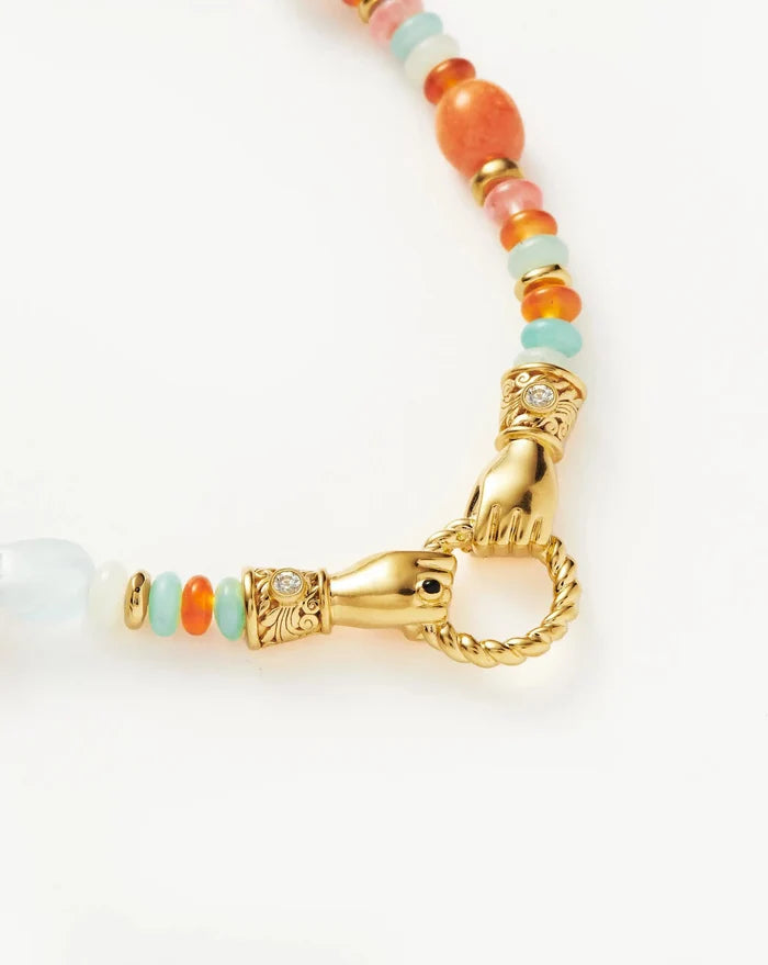 Harris Reed In Good Hands Beaded Gemstone Necklace | 18ct Gold Plated/Multi Gemstone & Pearl Necklaces Missoma