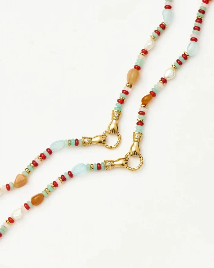 Harris Reed In Good Hands Beaded Gemstone Necklace | 18ct Gold Plated/Multi Gemstone & Pearl Necklaces Missoma