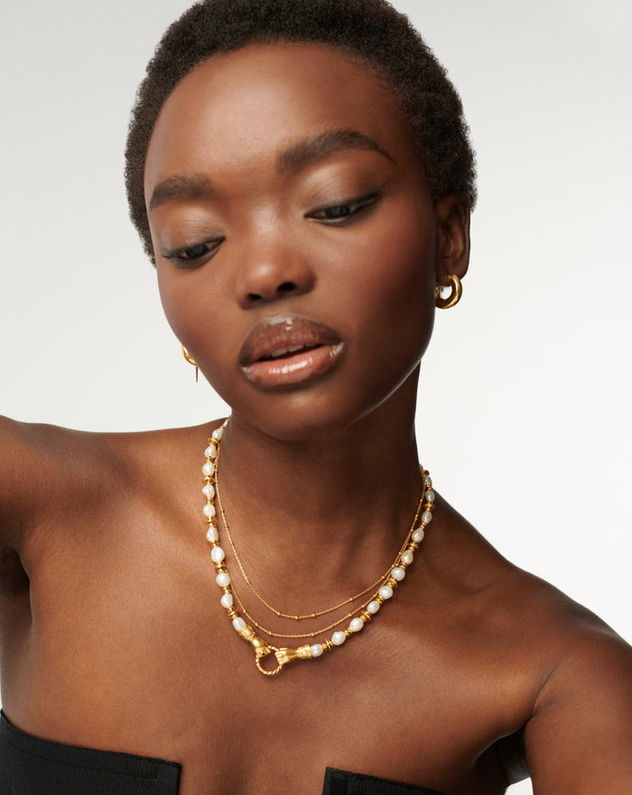 Harris Reed In Good Hands Chunky Beaded Gemstone Necklace | 18ct Gold Plated/Pearl Necklaces Missoma