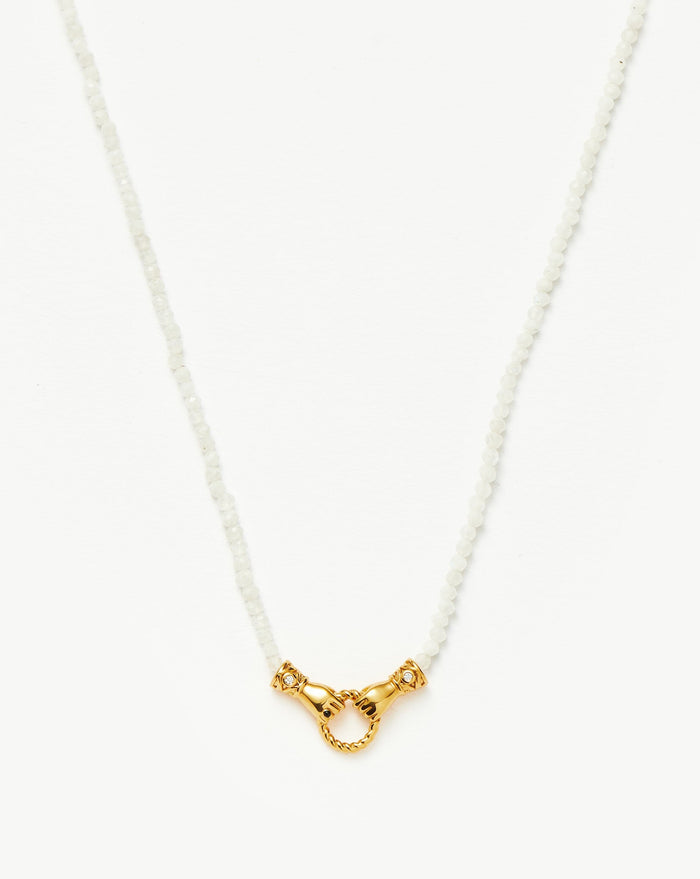 Harris Reed In Good Hands Mini Beaded Gemstone Necklace | 18ct Gold Plated/Rainbow Moonstone Necklaces Missoma