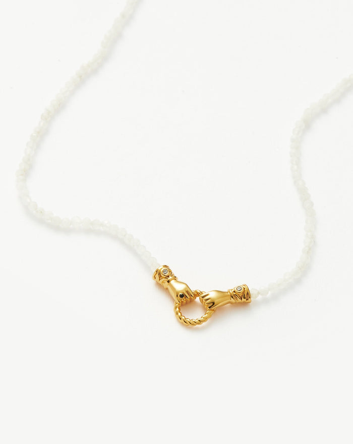 Harris Reed In Good Hands Mini Beaded Gemstone Necklace | 18ct Gold Plated/Rainbow Moonstone Necklaces Missoma