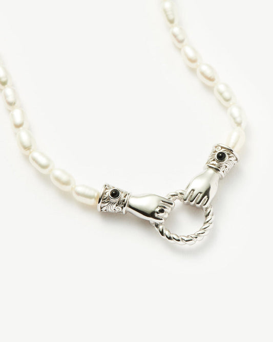 Harris Reed In Good Hands Pearl Necklace | Silver Plated/Pearl & Black Onyx Necklaces Missoma