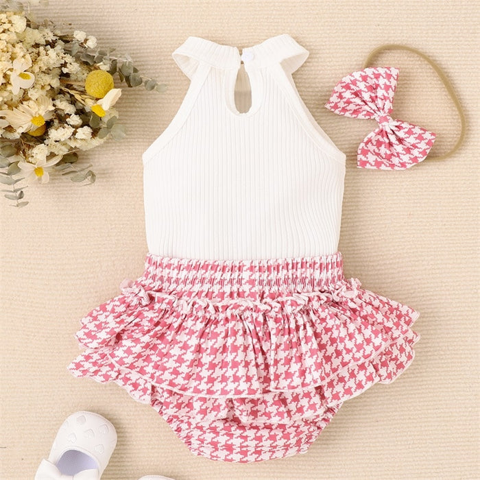 HEART Houndstooth Ruffle Outfit with Headband