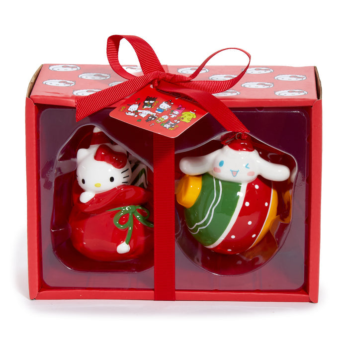Hello Kitty and Cinnamoroll 2-pc Holiday Ceramic Ornament Set (Red) Seasonal Blue Sky Clayworks