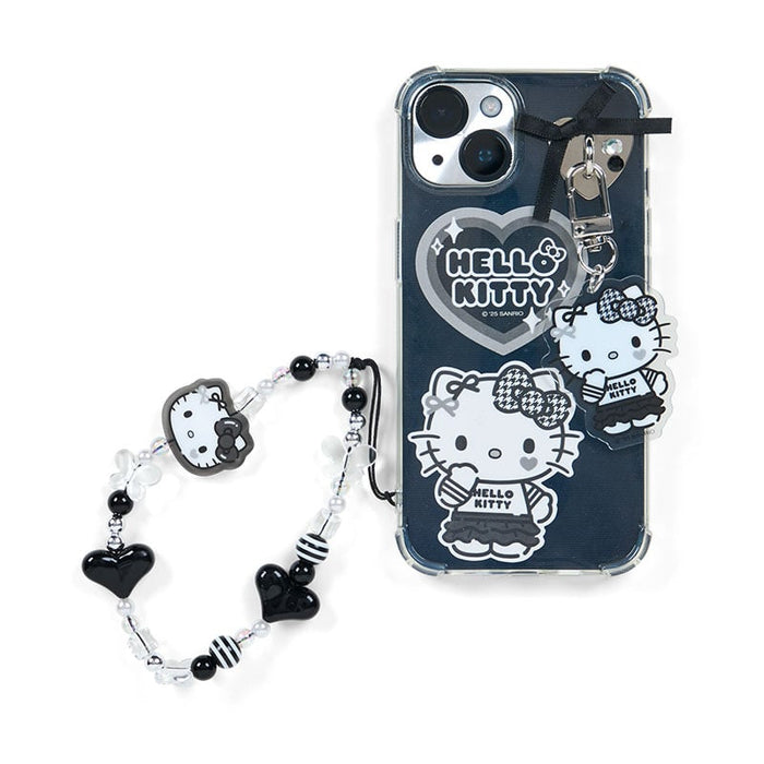 Hello Kitty Smartphone Charm Set (Silver Houndstooth Series) Accessory Japan Original