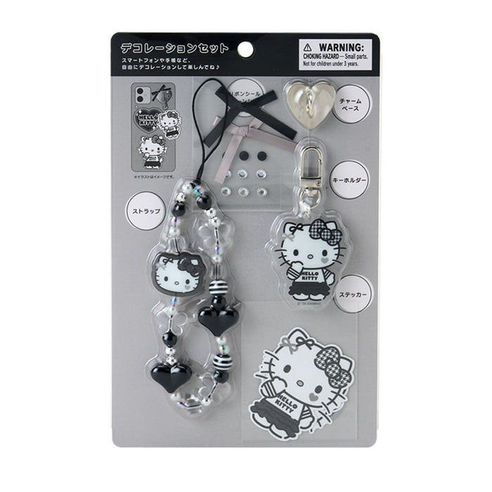Hello Kitty Smartphone Charm Set (Silver Houndstooth Series) Accessory Japan Original