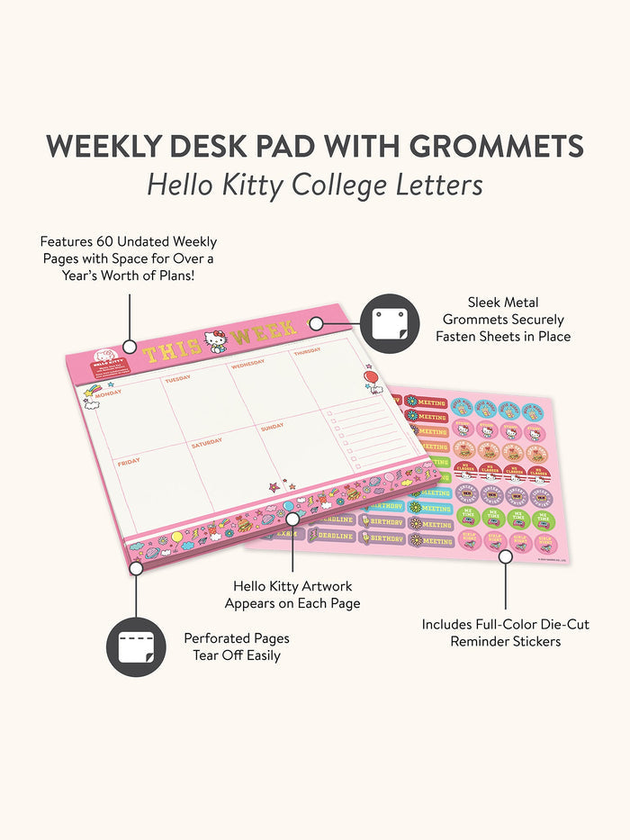 Hello Kitty x Studio Oh! College Letters Weekly Desk Pad Stationery Studio Oh!