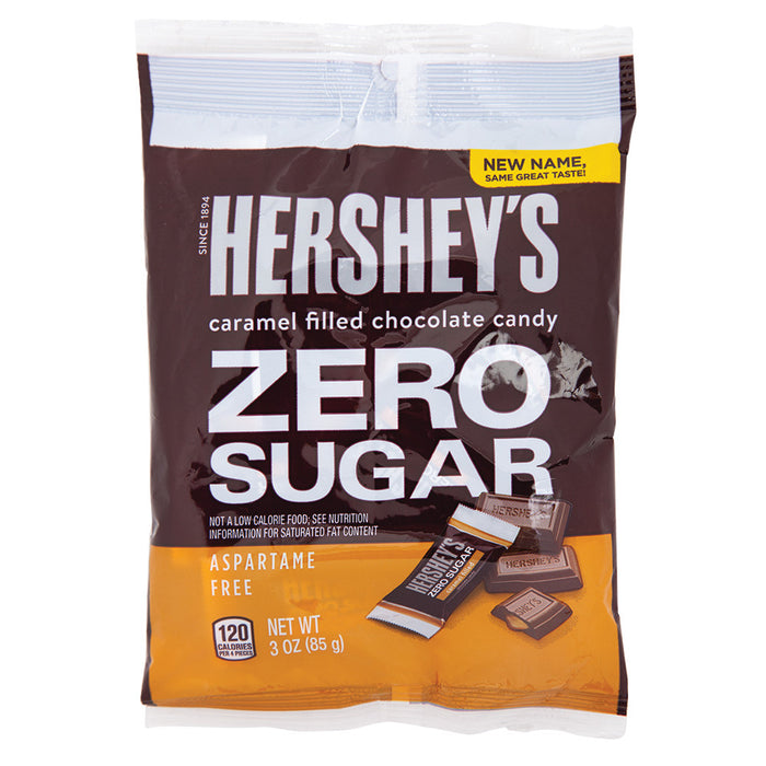 Hershey's Zero Sugar Caramel Chocolate Candy Peg Bags - 12 Count