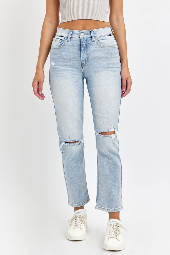 High Rise Straight Back Pockets