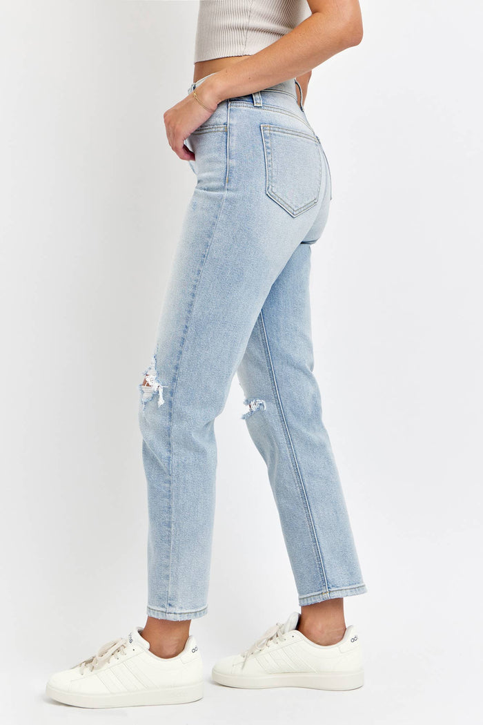 High Rise Straight Back Pockets