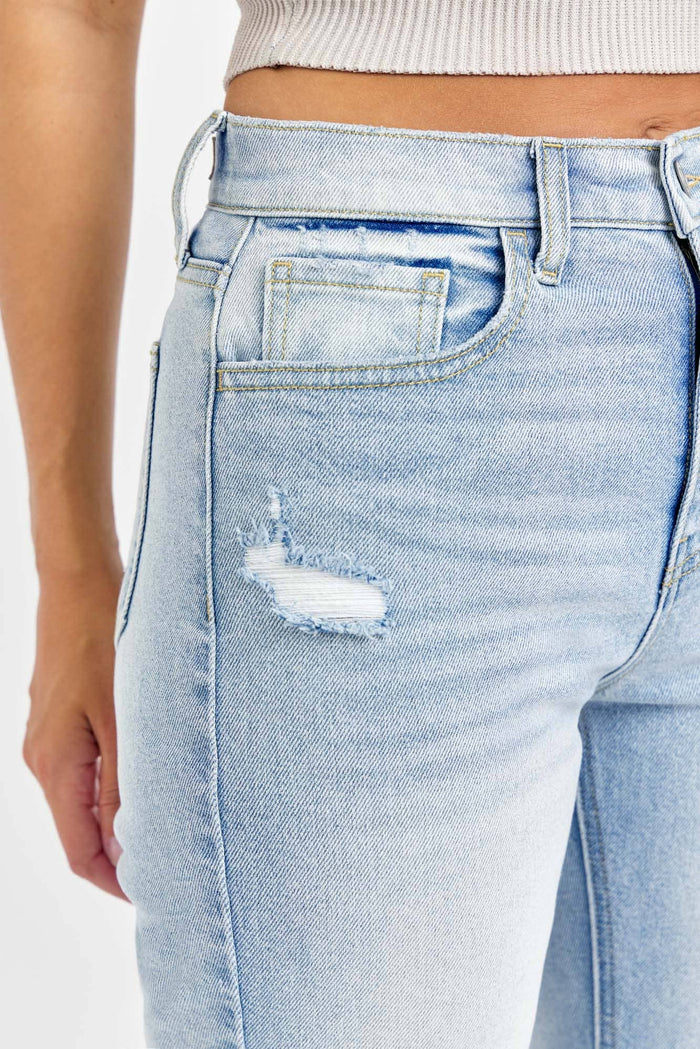 High Rise Straight Back Pockets