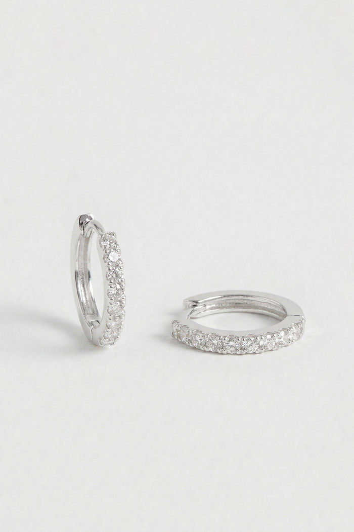 Hoop Earrings with White CZ