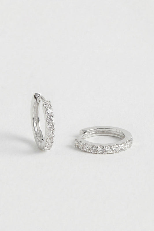 Hoop Earrings with White CZ