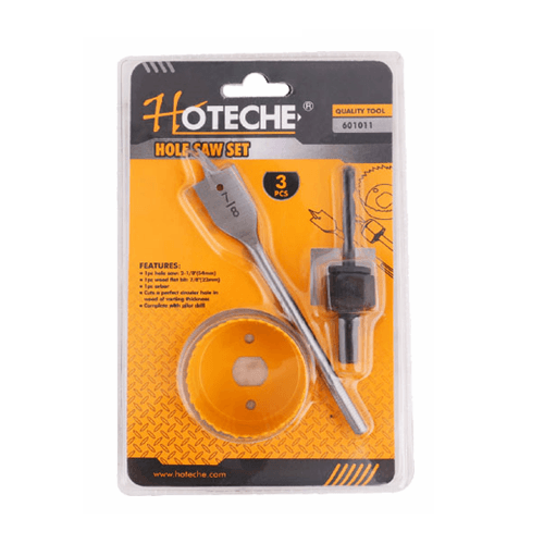 Hoteche Hole Saw Drill Bit, 3 Piece Set: Used to create or increase cylindrical holes - 601011 MEGA