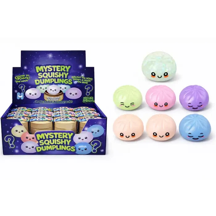 HPC Mystery Squishy Dumplings w/ Faces - 3.5 Inch GLOW IN THE DARK Sensory Toy