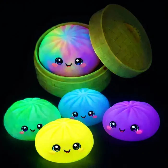 HPC Mystery Squishy Dumplings w/ Faces - 3.5 Inch GLOW IN THE DARK Sensory Toy