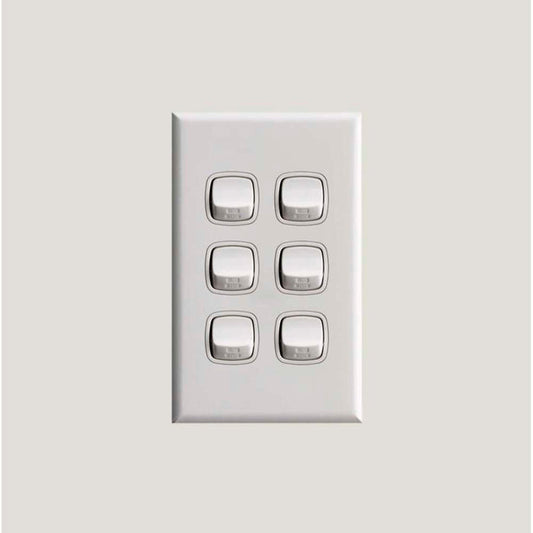 HPM 6 Gang Switch 10A White