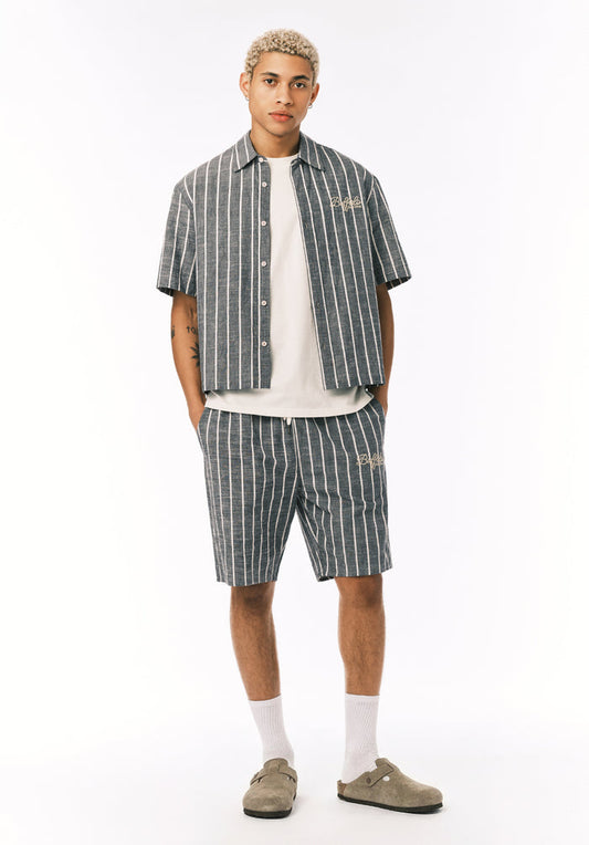 Buffalo Men Shorts Navy Woven Casual Shorts Side Pockets Elastic Waistband