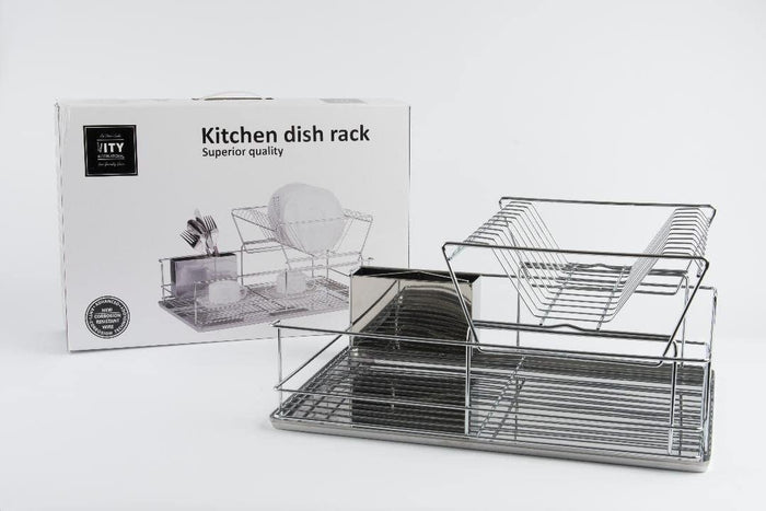 ITY 2 Tier Dish Rack with Chrome Tray - G3386