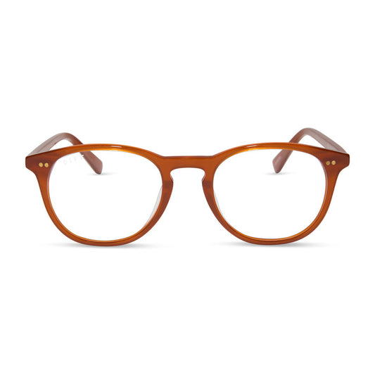 diff eyewear featuring the jaxson square prescription glasses with a burnt ochre frame and prescription lenses front view
