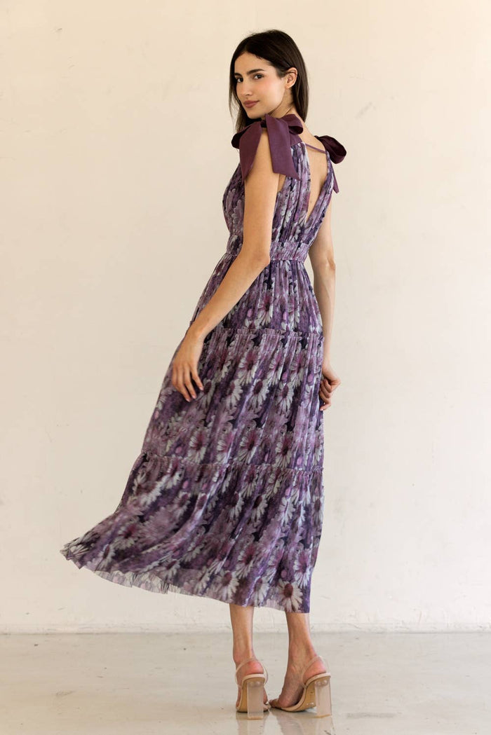 JD4447-14-FLORAL TIERED MAXI DRESS: PURPLE FLORAL