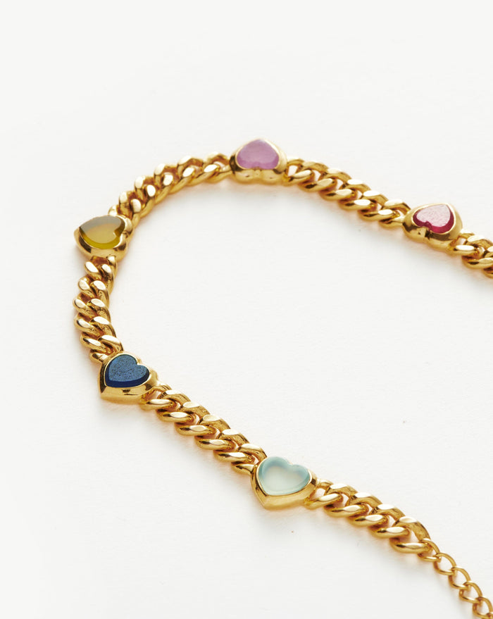 Jelly Heart Gemstone Charm Bracelet | 18ct Gold Plated/Multi Quartz Bracelets Missoma