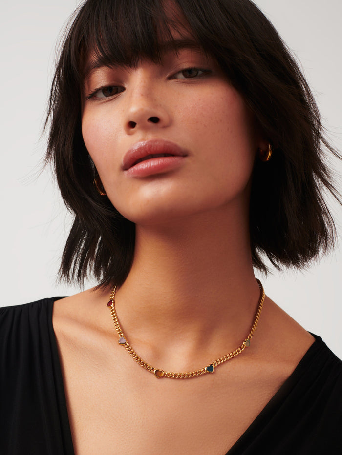 Jelly Heart Gemstone Charm Necklace | 18ct Gold Plated/Multi Quartz Necklaces Missoma