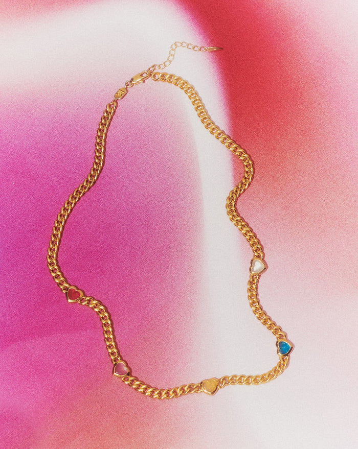 Jelly Heart Gemstone Charm Necklace | 18ct Gold Plated/Multi Quartz Necklaces Missoma