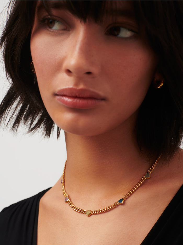 Jelly Heart Gemstone Charm Necklace | 18ct Gold Plated/Multi Quartz Necklaces Missoma