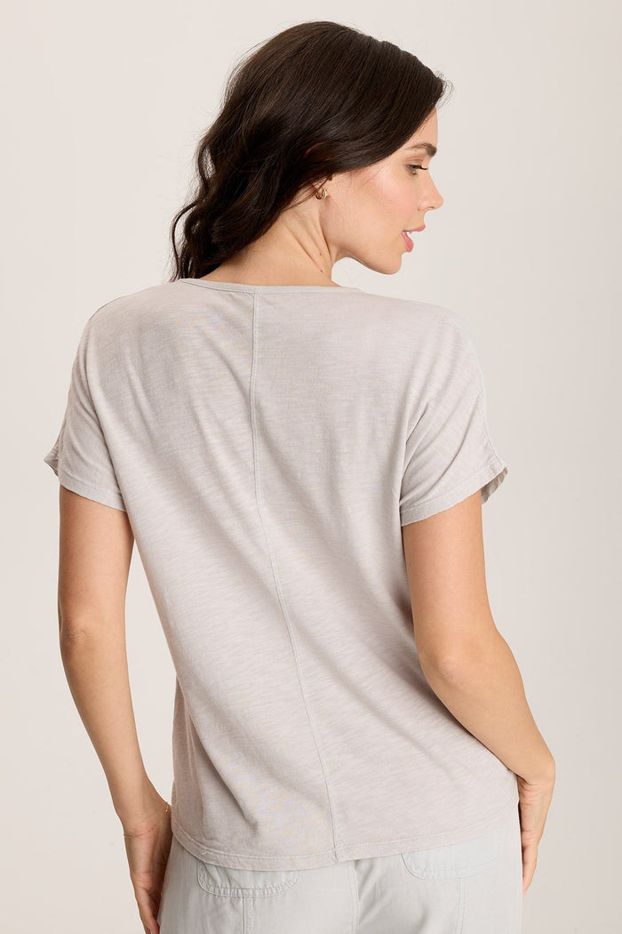 XCVI Jolina Twill V-Neck Embroidered Tee