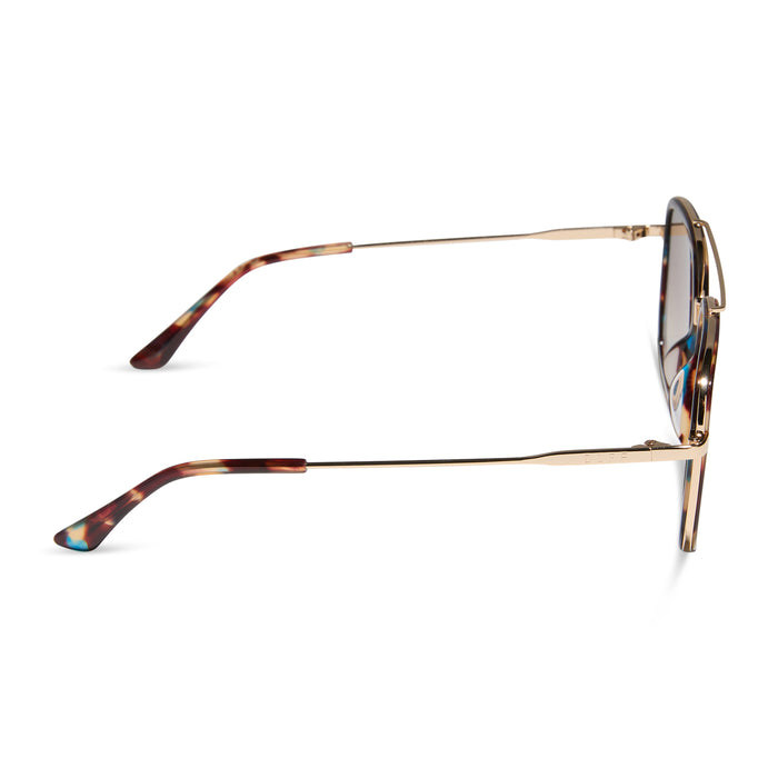 diff eyewear featuring the jordan navigator sunglasses with a confetti tortoise frame and brown gradient lenses side view