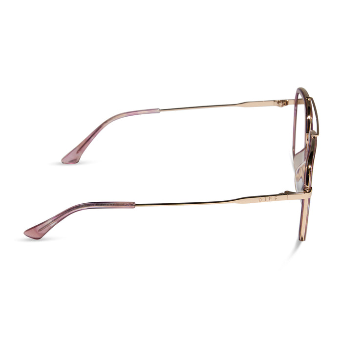 diff eyewear featuring the jordan aviator prescription glasses with a gold with fleur tortoise side view