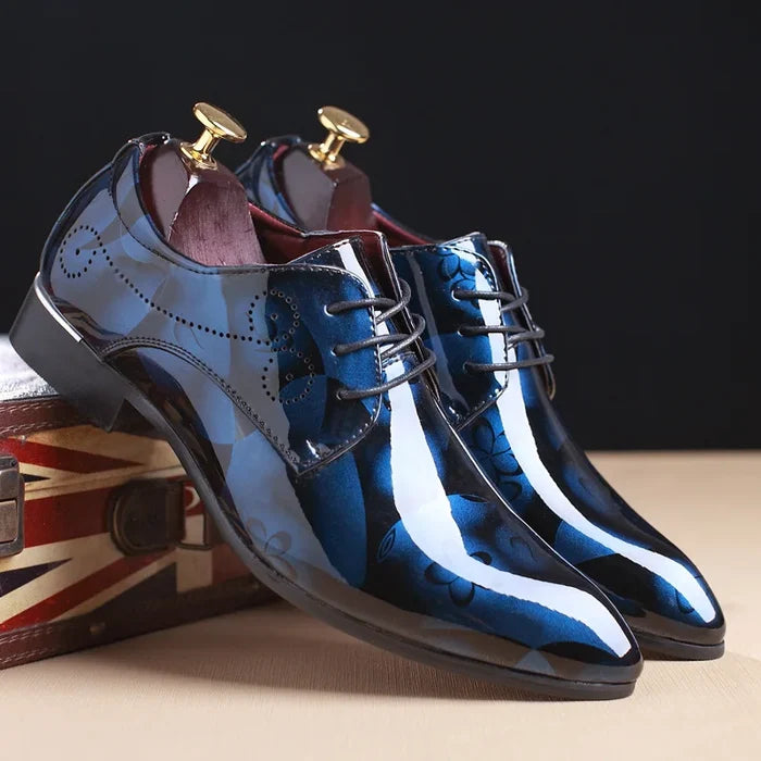 Jules Luxury Men’s Oxford Dress Shoes – Floral Pattern Lace-Up Formal Shoes
