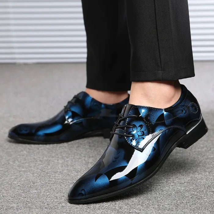 Jules Luxury Men’s Oxford Dress Shoes – Floral Pattern Lace-Up Formal Shoes