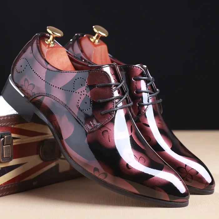 Jules Luxury Men’s Oxford Dress Shoes – Floral Pattern Lace-Up Formal Shoes