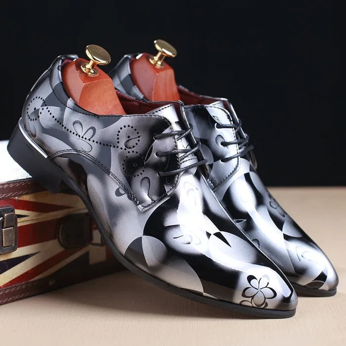Jules Luxury Men’s Oxford Dress Shoes – Floral Pattern Lace-Up Formal Shoes