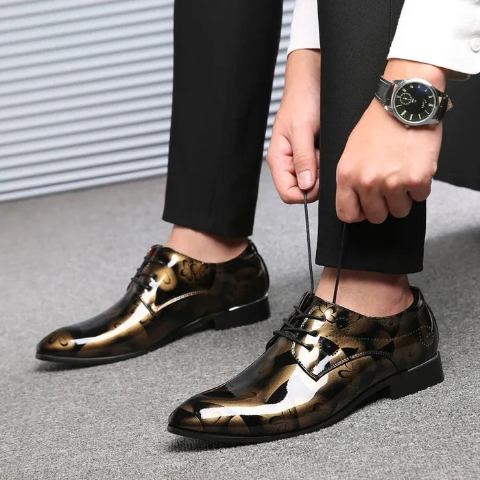 Jules Luxury Men’s Oxford Dress Shoes – Floral Pattern Lace-Up Formal Shoes