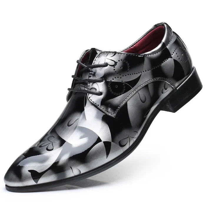 Jules Luxury Men’s Oxford Dress Shoes – Floral Pattern Lace-Up Formal Shoes
