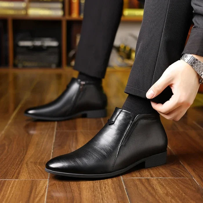 Jules Men’s Retro Ankle Boots – Leather Zipper High-Top Dress Boots