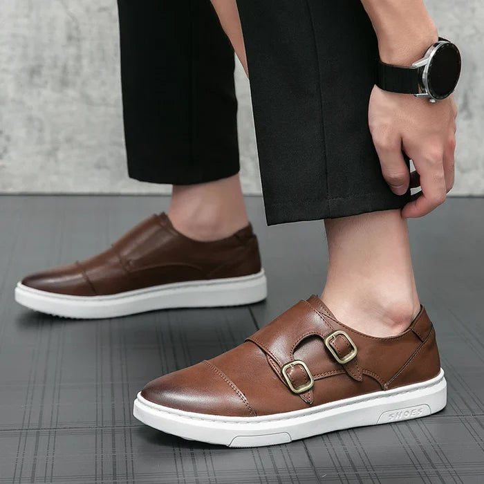 Jules Verneuil Double Buckle Leather Loafers