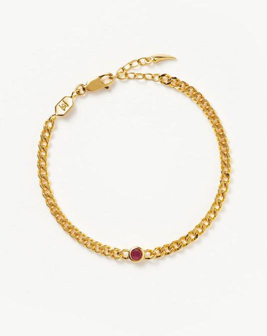 Birthstone Chain Bracelet - July | 18ct Gold Plated Vermeil/Ruby Bracelets Missoma