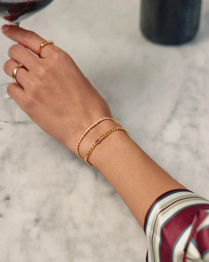 July Birthstone Chain Bracelet | 18ct Gold Plated Vermeil/Ruby Bracelets Missoma