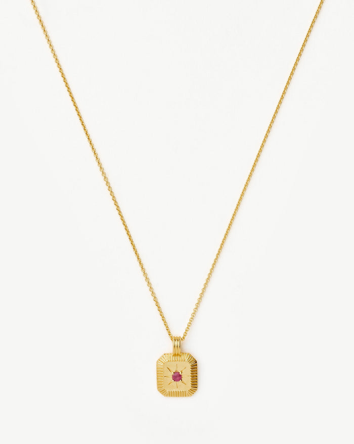 Star Ridge Birthstone Pendant Necklace | 18ct Gold Vermeil/Glass Filled Ruby Necklaces Missoma