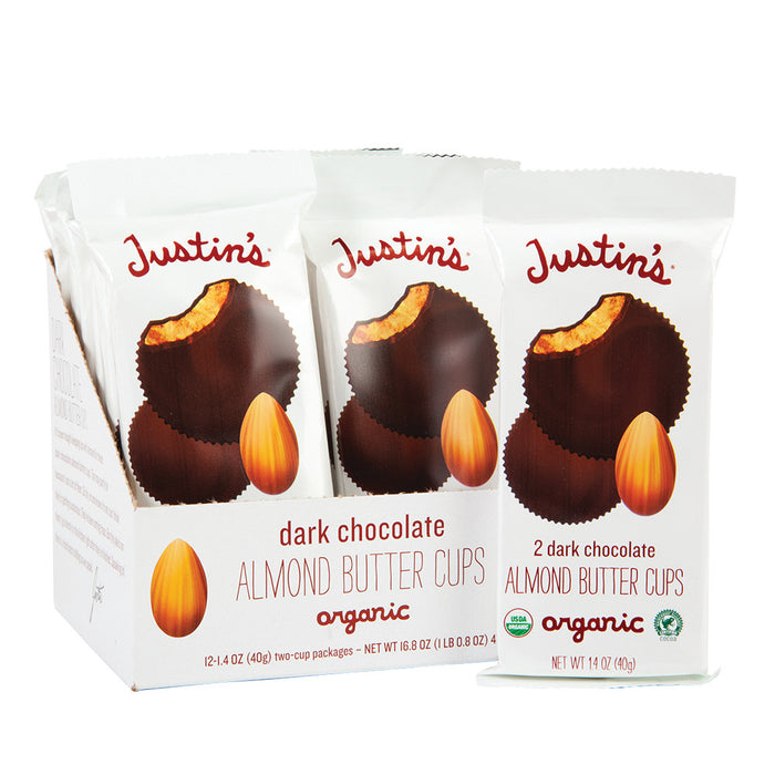Justin's Dark Chocolate Almond Peanut Butter Cup Candy 2 Pack - 12 Count