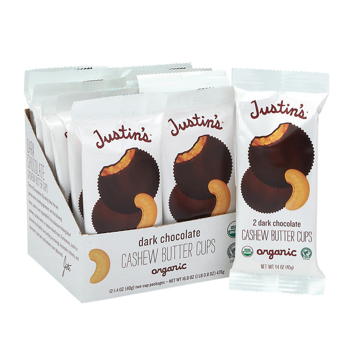 Justin's Dark Chocolate Cashew Butter Cups - 12 Count