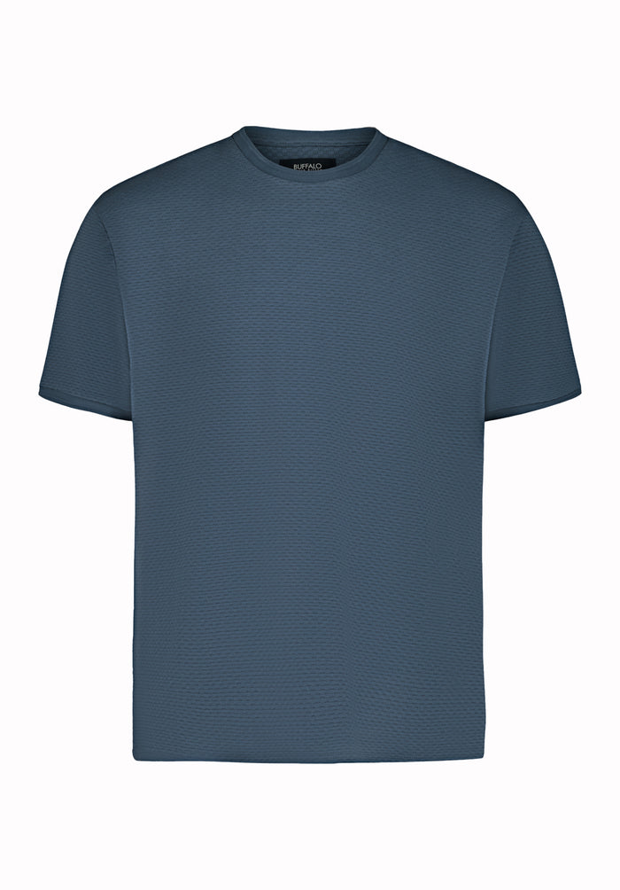 Buffalo Men Tops Blue Knit Knit Short Sleeve Textured Knit Regular Fit